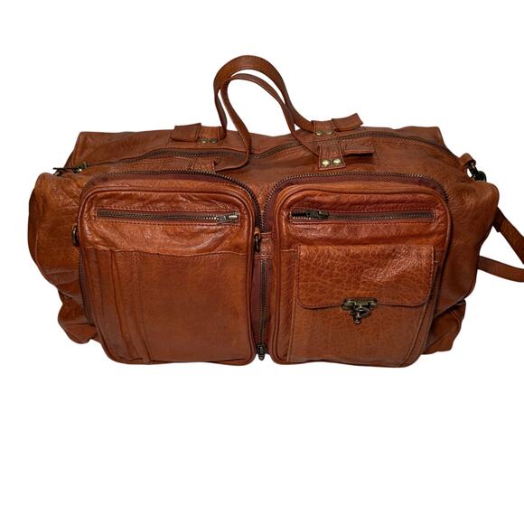 Free People Leather Weekender Duffel Bag - Picture 1 of 9